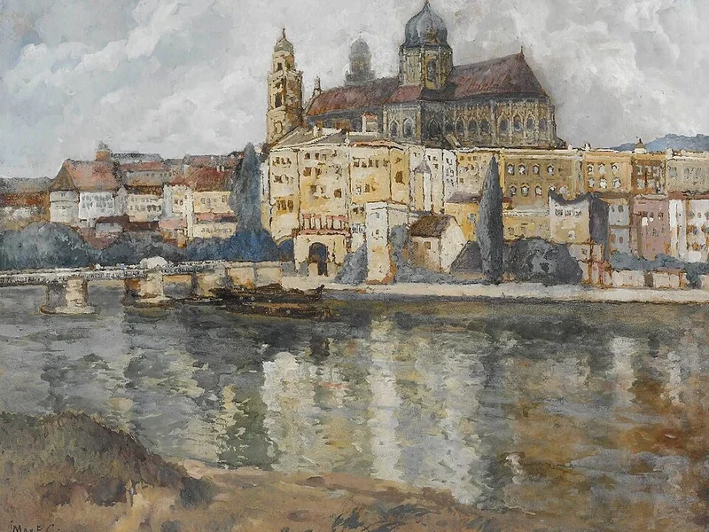 1867-Max Eduard Giese - Veduta della cattedrale di Santo Stefano a Passau
